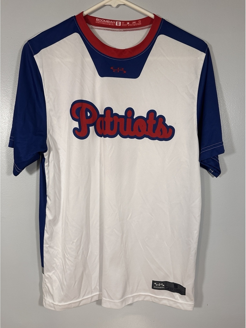 Boombah Patriots #3 Poland Performance Jersey Men’s S White Blue Red